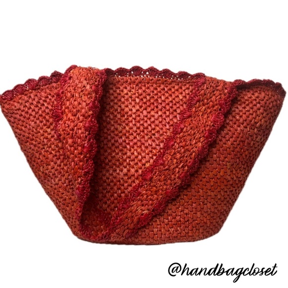 Kate Spade X Target Taffia Straw Bow Red & Orange Tote Bag - Picture 11 of 16